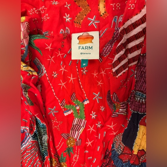 FARM Rio Carnival Long Sleeve Maxi Red Dress - Picture 4 of 5